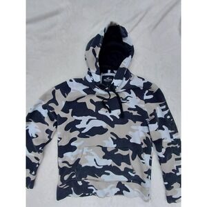 Hollister Womens Camo Pullover Hoodie Black Grey White Logo Sweatshirt Small